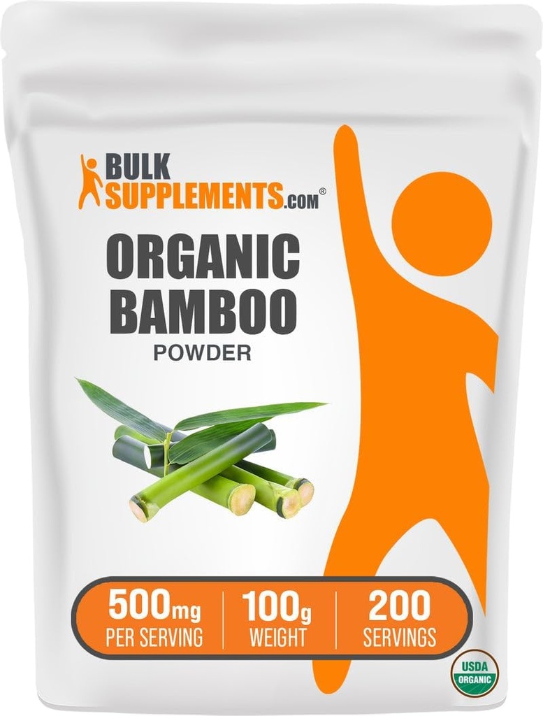 Bulk Assupports.com 有机竹粉 - 西里卡补充品 竹子补充品 Gluten Free - 500mg / service, 100g (3.5 oz) (一包)