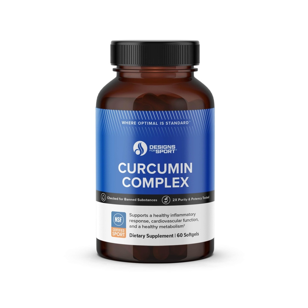 Designs for Sport Curcumin Complex - Supports Muscle Health Post-Exercise* - With Curcuminoids & Turmeric Oil - NSF Certified for Sport - 60 Softgels