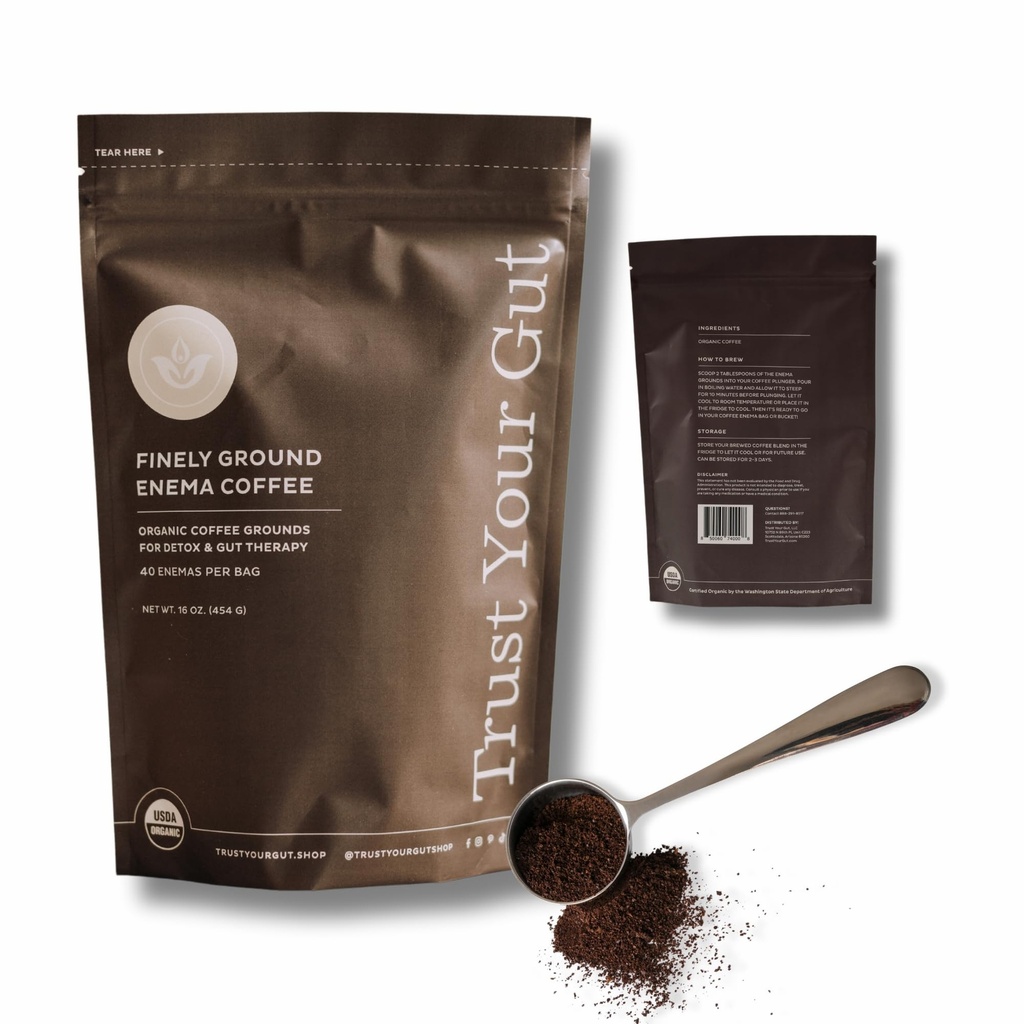 Trust Your Gut Organic Ground Coffee Enema for Detox and Gut Health, Mold Free Colon Cleanse Gerson Enema Coffee Women and Men, 40 Enemas per Bag - 1lb