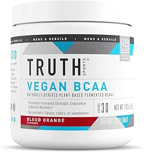 真理营养 Vegan BCAA粉 - 2:1:1 天然BCAAs 氨基酸 能量粉 肌肉建筑 健身后恢复饮料 肌肉恢复(血橙,30种)