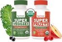 Feel Great USDA 有机水果和蔬菜补充品 + 20+ 超级红和绿色 支持自然能源 + Vegan 水果和蔬菜 + 蔬菜 → 2 Pack of 90 Count