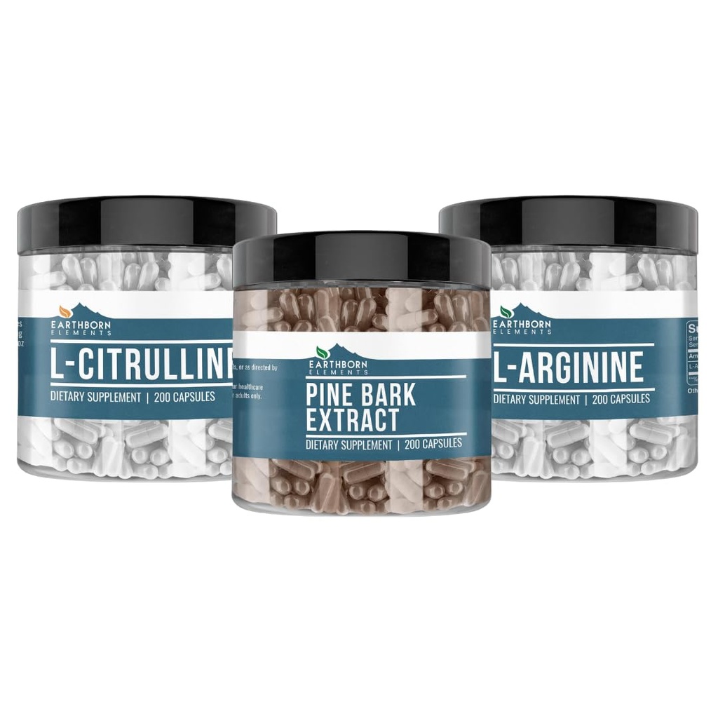 土生元素松木条, L- Arginine, & L- Citrulline Capsule Bundle, 200 Capsules Each, 纯和未稀释, 无添加剂