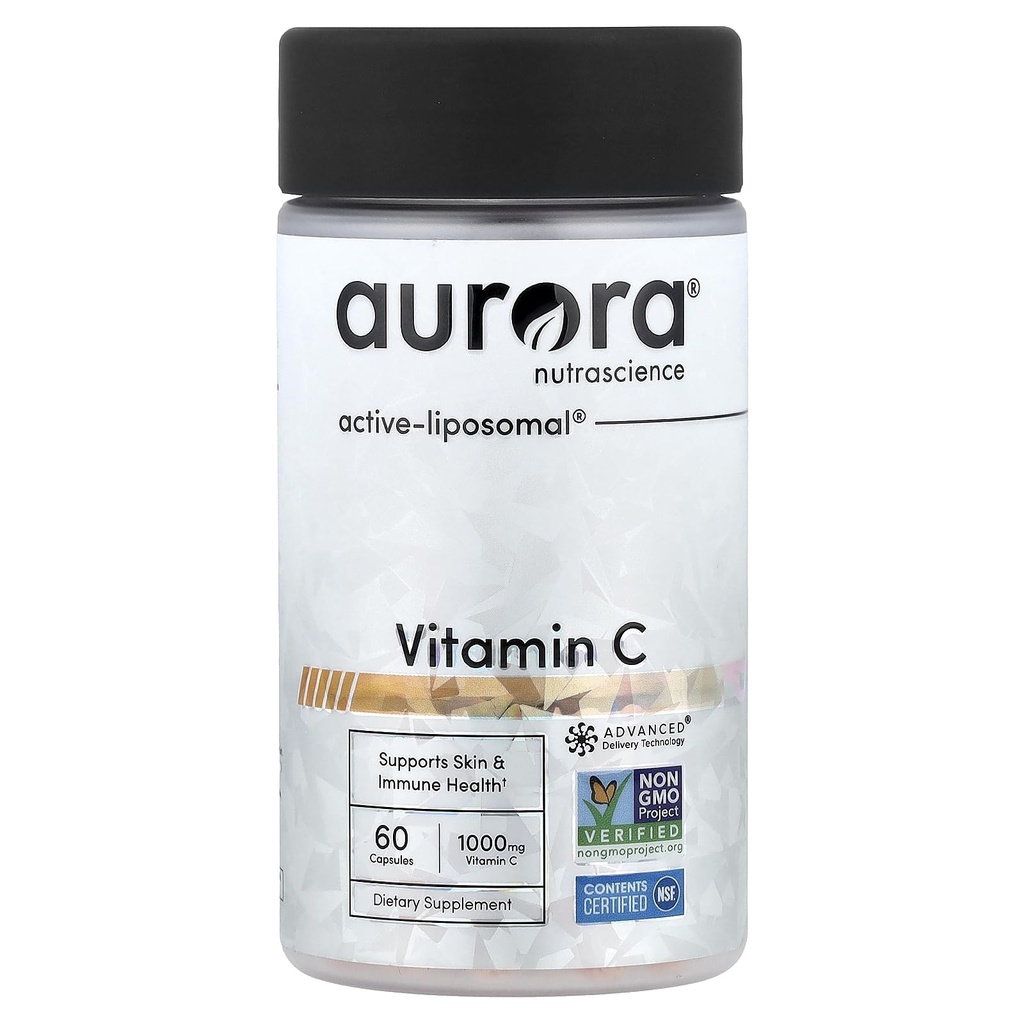 Aurora Nutrascience Liposomal Vitamin C - High Absorption 1000mg Vitamin C for Healthy Immune, Skin & Antioxidant Support, Advanced Liposomal Delivery for Men & Women, Non-GMO - 60 Capsules