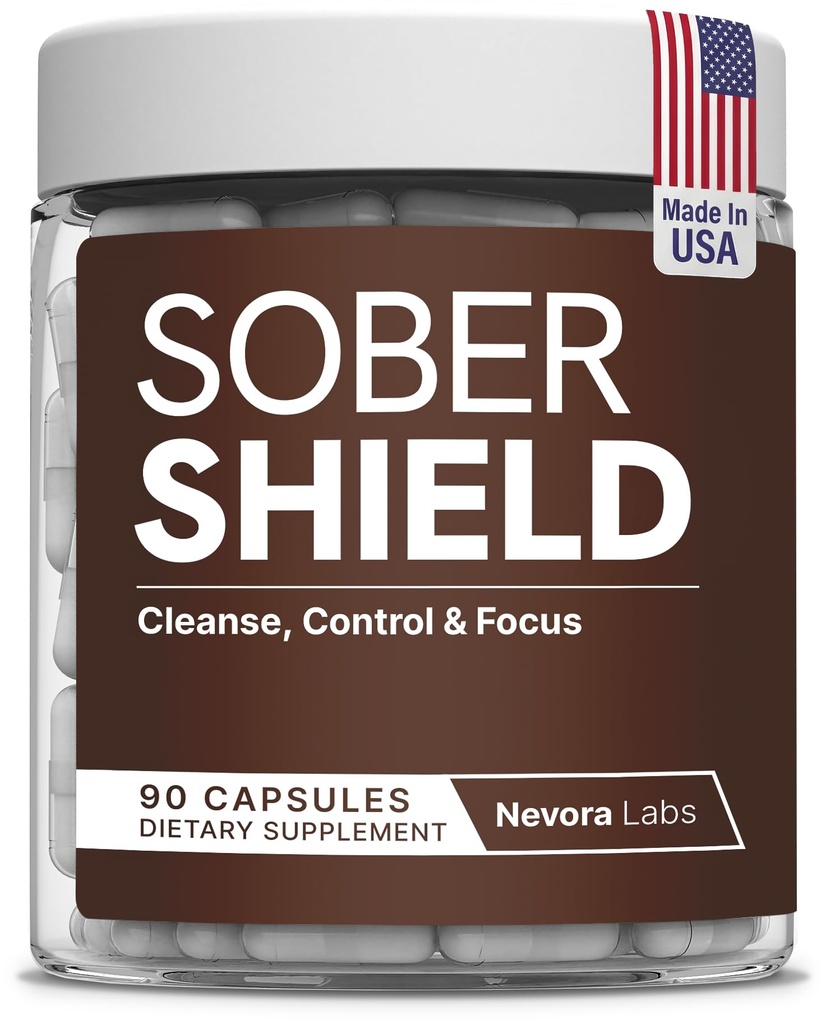 SOBER SHIELD – Detox Craving Drug Recovery Supplement – Focus, Mood & Motivation Support For Quitting Bad Habits – Full Body Detox Cleanse – Anti Alcohol Supplement & Addiction Support – 90 Capsules
