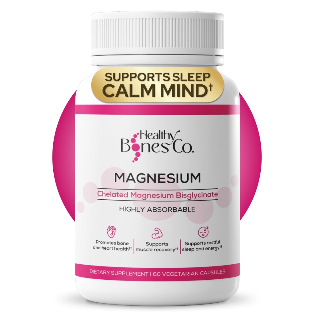 Chelated Magnesium Bisglycinate Capsules 300mg - Highly Absorbable Formula, Muscle Recovery & Sleep, Bone & Heart Support Supplement - Bisglicinato de Magnesio - Vegetarian Capsules, 1 Month Supply