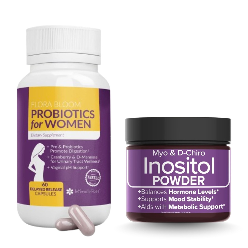 节省10%的妇女健康与健康包 – 完整的阴道避孕药 + Myo & D-Chiro Inositol Power 用于激素平衡, Gut, 和尿道支持