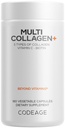 Codeage Multi Collagen+ Supplement with Vitamin C, Biotin 5000 mcg, Hyaluronic Acid, Amla Berry, BioPerine - 5 Types of Collagen Grass-Fed, Pasture-Raised - 2-Month Supply - Non-GMO - 180 Capsules
