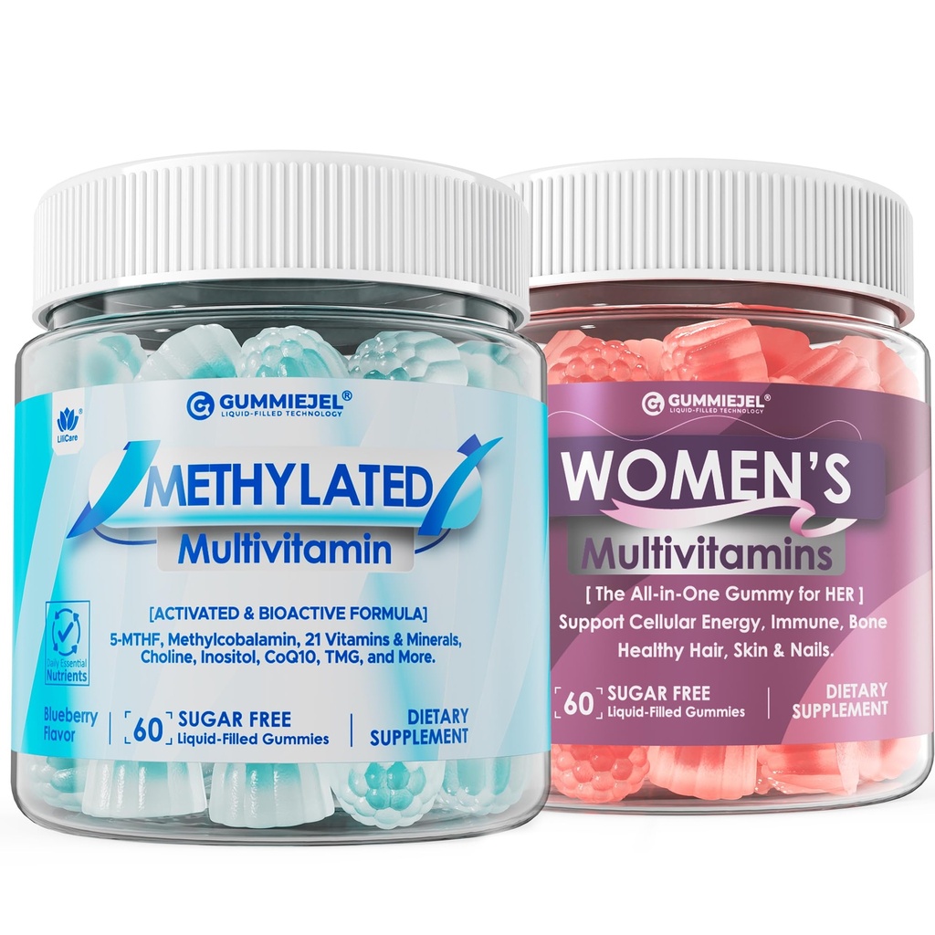 LILICARE Methylated Multivitamin Gummies 1 Pack with Womens Multivitamin Gummy 1 Pack