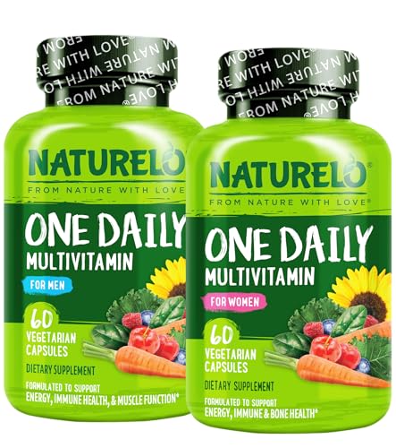 NATURELO One Daily Multivitamin for Women, 60 Capsules and One Daily Multivitamin for Men, 60 Capsules - 2 Month Supply Bundle