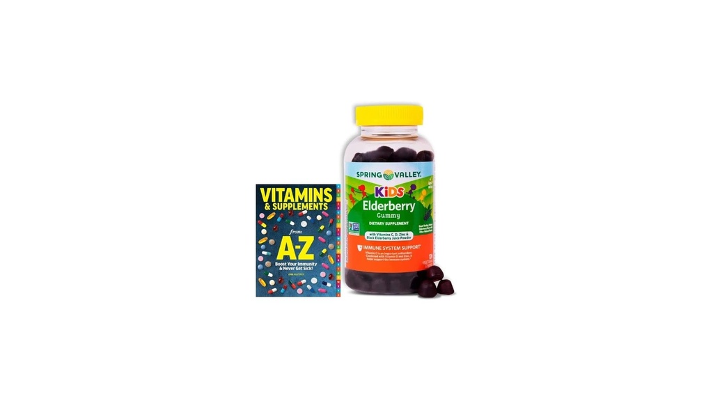 Spring Valley Elderberry Gummies Kids, with Vitamins C, D Zinc, 120 Ct + Better Guide Vitamins Supplements