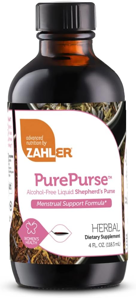 Zahler PurePurse,液态谢泼德Surse,它有助于减少污渍,所有天然液态月经支持公式,认证Kosher,4oz