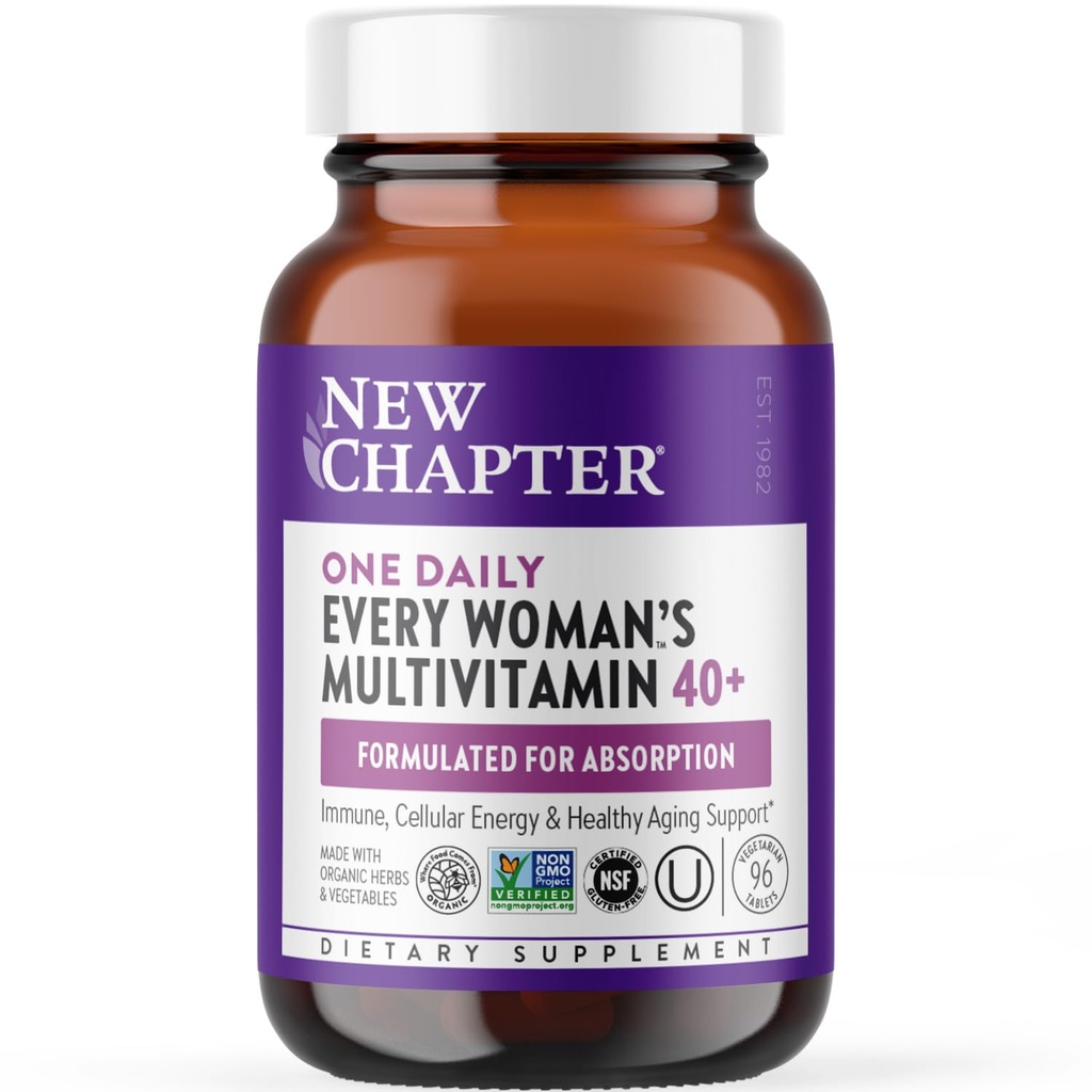 新篇章 女性多维特敏 40 Plus for Energy, 健康老化 + 免疫支持 20+ 养分-每个女性的独一日报 40+,胃上的温柔 96 Counter