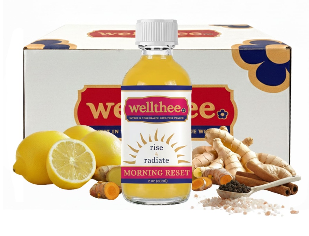 MORNING RESET Daily Wellness Shot, Apple Cider Vinegar Drink with Lemon, Ginger, Turmeric, Cinnamon & Cayenne, Digestion, Energy, Immunity & Gut Health Support, No Added Sugars, 2oz Bottles (12-Pack)
