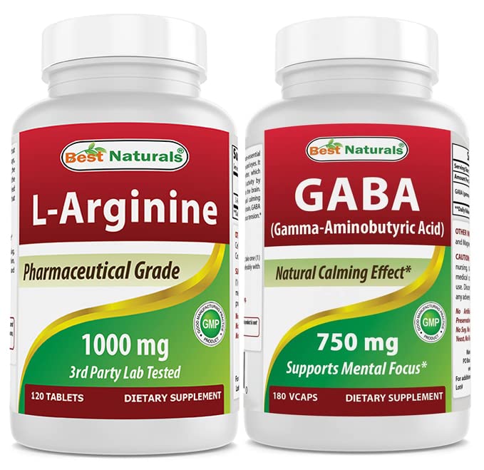 最佳自然剂 L-Arginine 1000毫克和GABA 补充剂 750毫克