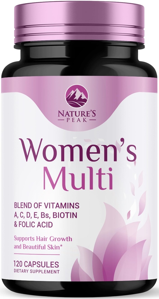 Multivitamin for Women - Daily Vitamins for Woman with Biotin, Calcium, Folate, Vitamin A, C, D, E, B Vitamins, Zinc & Iron - Complete Multi Vitamins for Bone, Energy & Immune Support - 120 Capsules