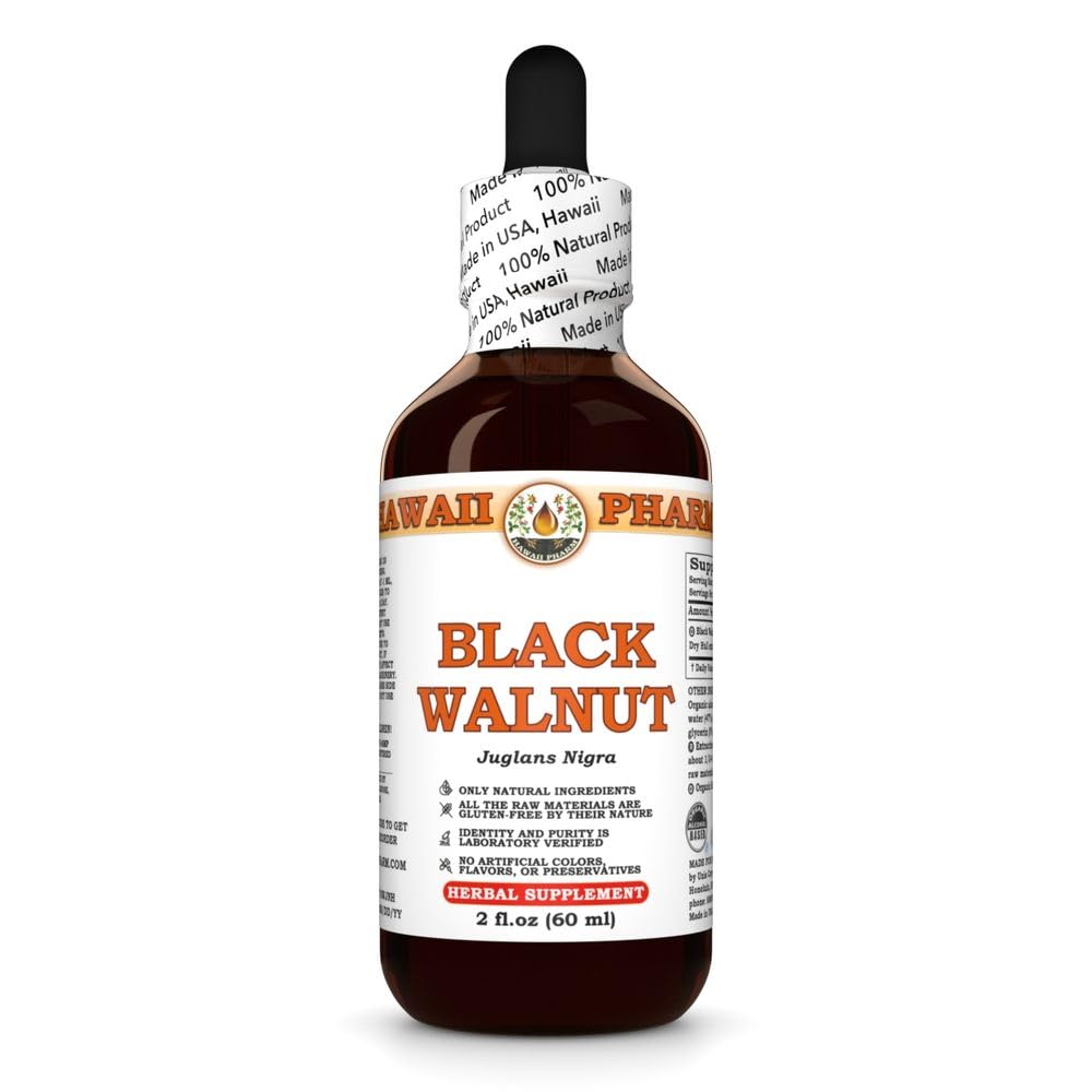 Black Walnut (Juglans Nigra) Dry Hull Tincture, Made in Hawaii, Raw Materials, All Natural, Vegan, Pure Liquid Extract - 2 fl.oz