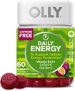OLLY Daily Energy Gummy, Cafeine Free, 维生素B12, CoQ10, Goji Berry, 成人厨师补充品, 热带火焰 - 60 Counter