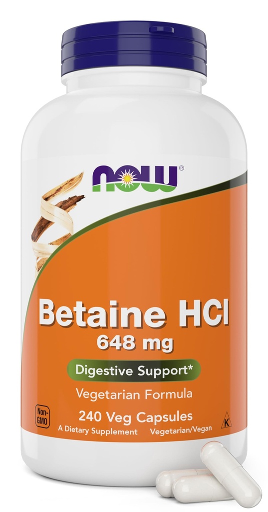 现在的Betaine HCl 648mg 240 Veg Capsules (Pack of 2) - 消化酶补充 - 增强蛋白质消化支持的Pepsin Protase