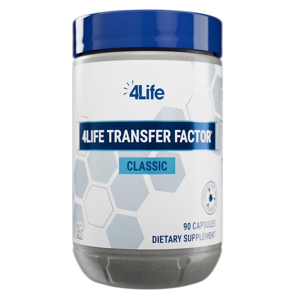4Life Transfer Factoric - 与Cow Colostrum 用于增强免疫反应、识别和记忆 - 适用于2岁和90岁以上的Veggie Capsules