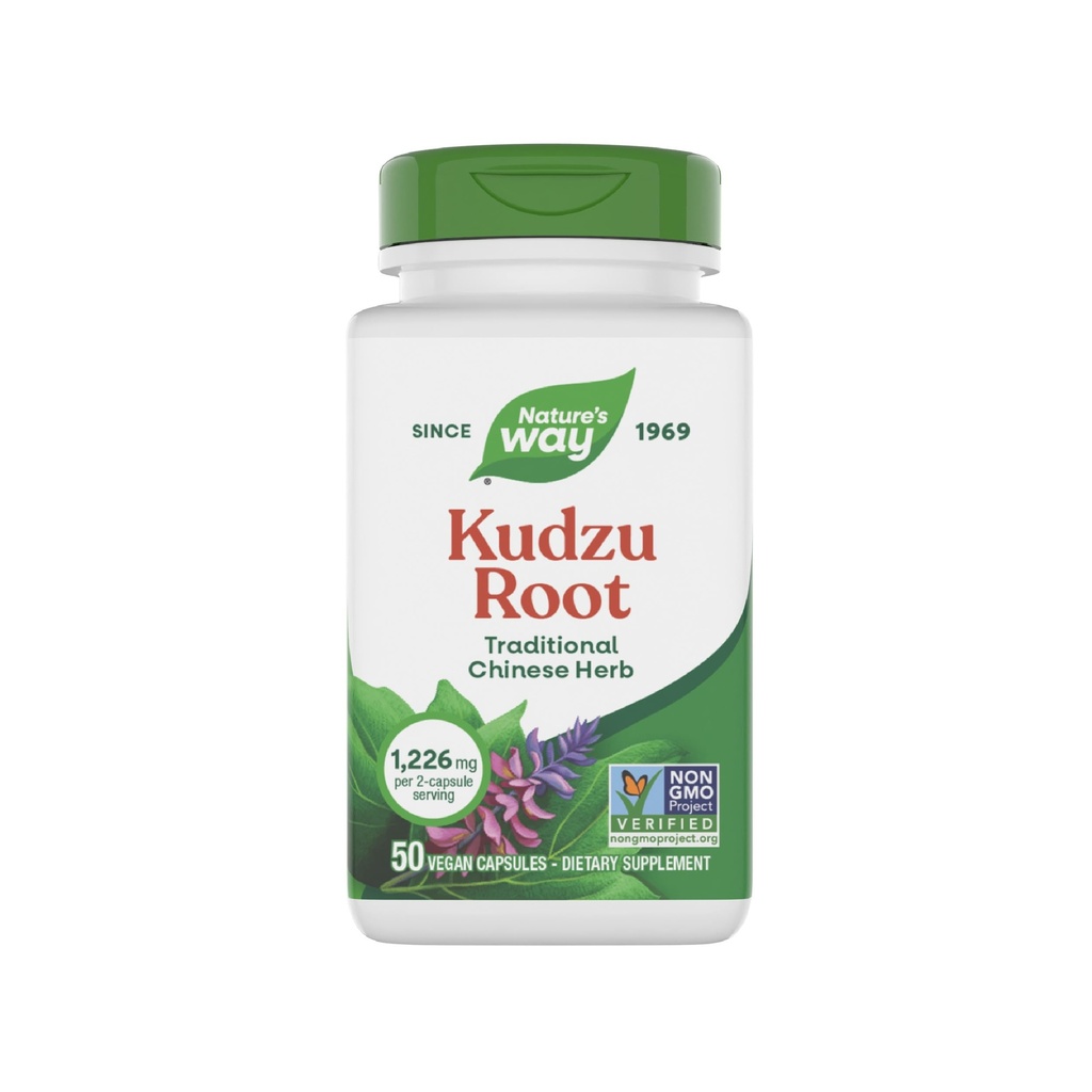 自然之道 Kudzu Root, 1,226 mg/ 2- Capsule service, 非 GMO 项目验证, 50 Vegan Capsules (包装 May Vary)