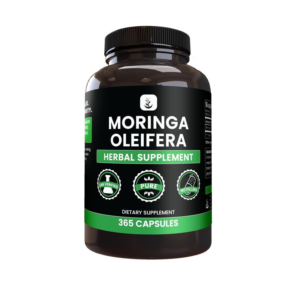 纯原始成份 Moringa(365 Capsules) 无镁或水稻填充器,永远纯净,实验室验证