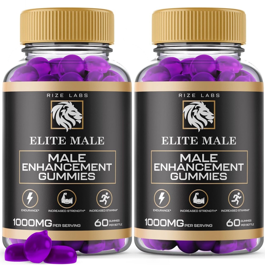 (2 Pack) Elite Male Gummies for Men - Male Support Gummies Official Formula Elite Male Gummies for Men Multivitamin Advanced Formula Supplement Energy Metabolism (120 Gummies)
