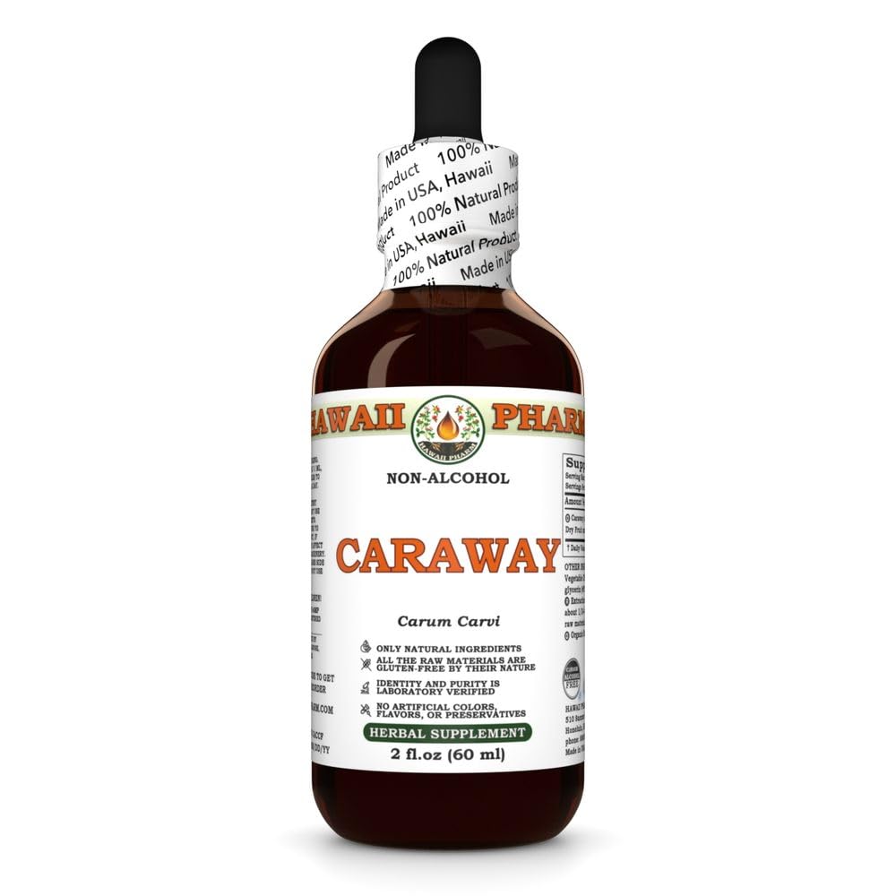 Caraway (Carum Carvi) Dry Fruit Glycerite, Made in Hawaii, Raw Materials, All Natural, Vegan, Lab Tested Alcohol-Free Liquid Extract - 2 fl.oz