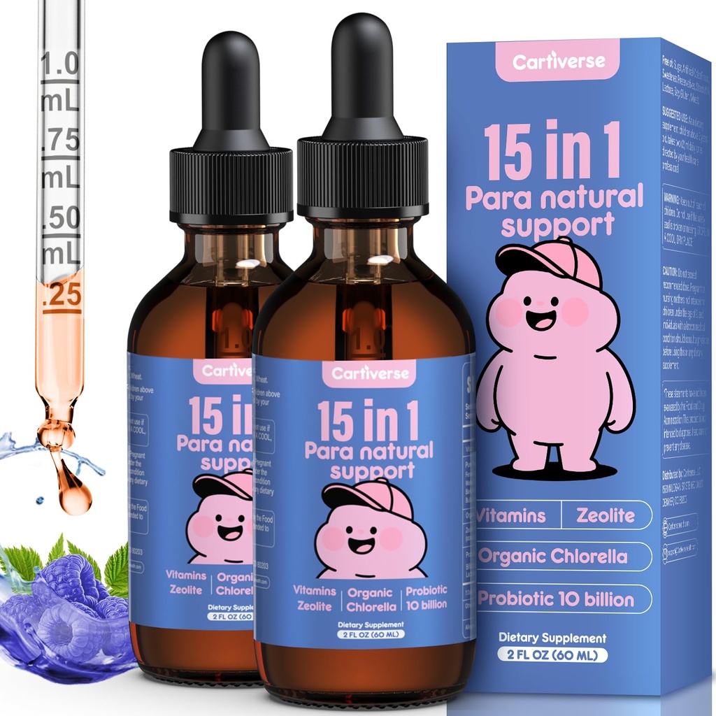 Parasite Cleanse for Humans & Kids,Parasite Cleanse for Children,Zeolite Detox Liquid Drops,Candida Cleanse & Wellness Formula,Contains wormwood black walnut clove,Chlorella,Oregano,4 Fl Oz
