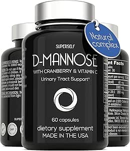D-Mannose 1000mg Capsules - D Mannose 配有 Cranberry 提取和维生素 C - 60 Capsules 500mg 高强度 - 男女尿道切除健康 - Vegan & 非GMO - 快速行动自然UTI支持