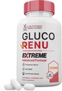 Gluco Renu Extreme 1295MG Glyco 支持 Pills Advacted Formula Gluo 更新 Glycogen 支持 与 Turmeric Berberine Resveratrol 大蒜酸盐 Melon 牛奶 硝酸盐 60 Capsules 设计