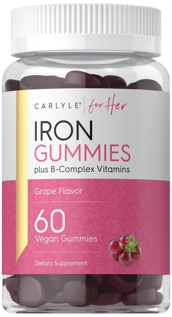 卡莱尔铁胶片 + + + B- 复合维生素 + 60 Vegan Gummys → Grape Flavor → Non-GMO, Gluten Free Supplement