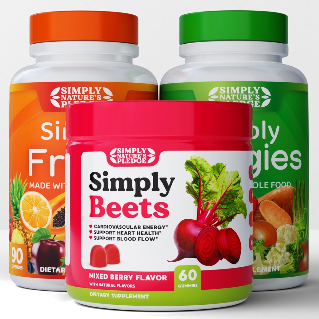 纯自然的认捐 -- -- 水果和蔬菜补充品 -- -- 90个蔬菜和90个水果盖 -- -- Beets Gummy -- -- 60个伯爵 -- -- 康博 -- -- 每人30天的供应