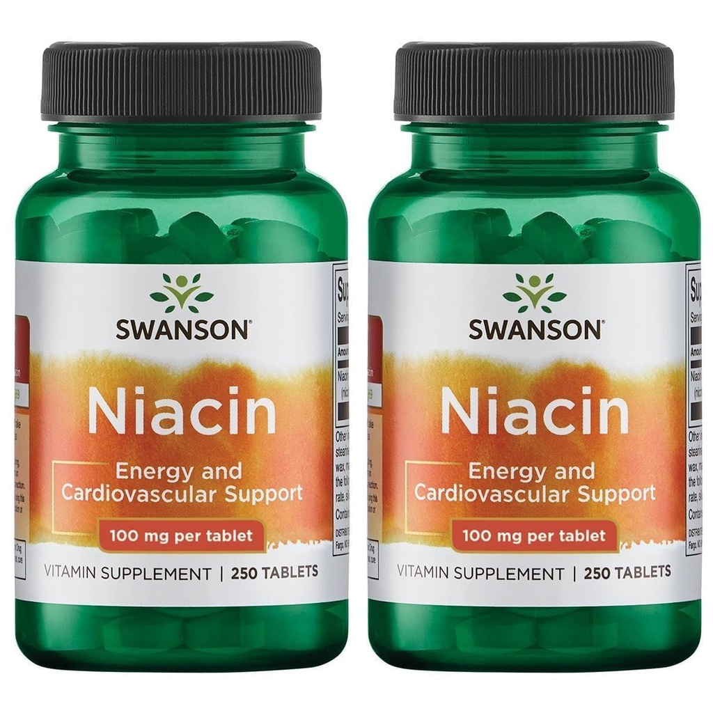 Swanson Niacin (B3) Cardio Health Support Carbohydrate Metabolism 500 Milligrams 250 Capsules