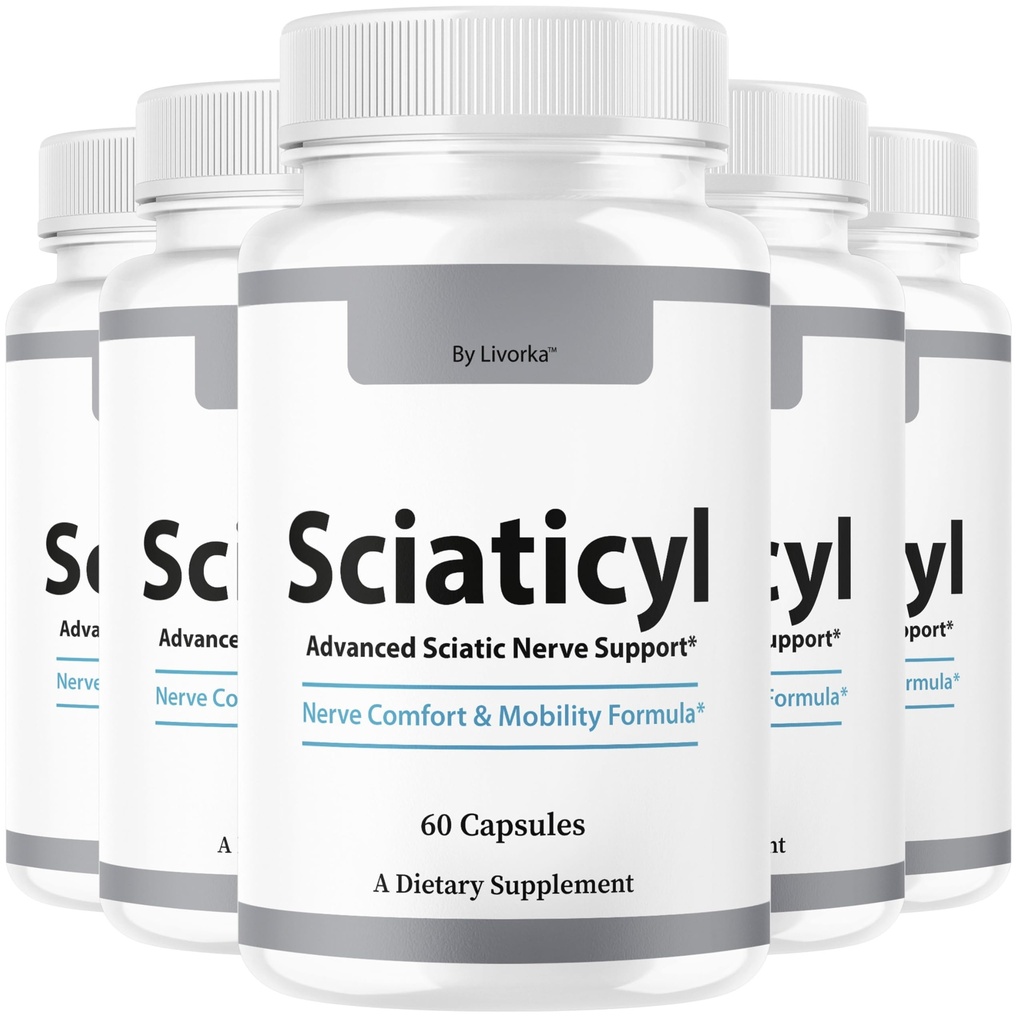 (5 Pack) Sciaticyl Capsules - Official Sciaticyl Premium Daily Support Supplement Pills, Scia Ticyl Health Support Natural Advanced Mobility for Overall Health & Wellness, 300 Capsules for 5 Months