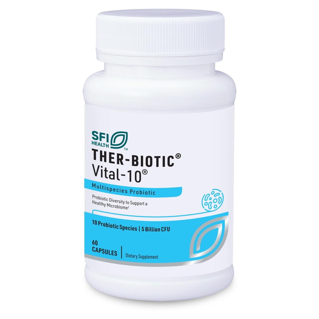 Klaire Labs SFI Health Ther-Biotic Vital-10-10 Species Supplement with Lactobacillus, Bifidobacterium & Streptococcus for Immune, Digestive, GI & Colon Support - 5 Billion CFU (60 Capsules)