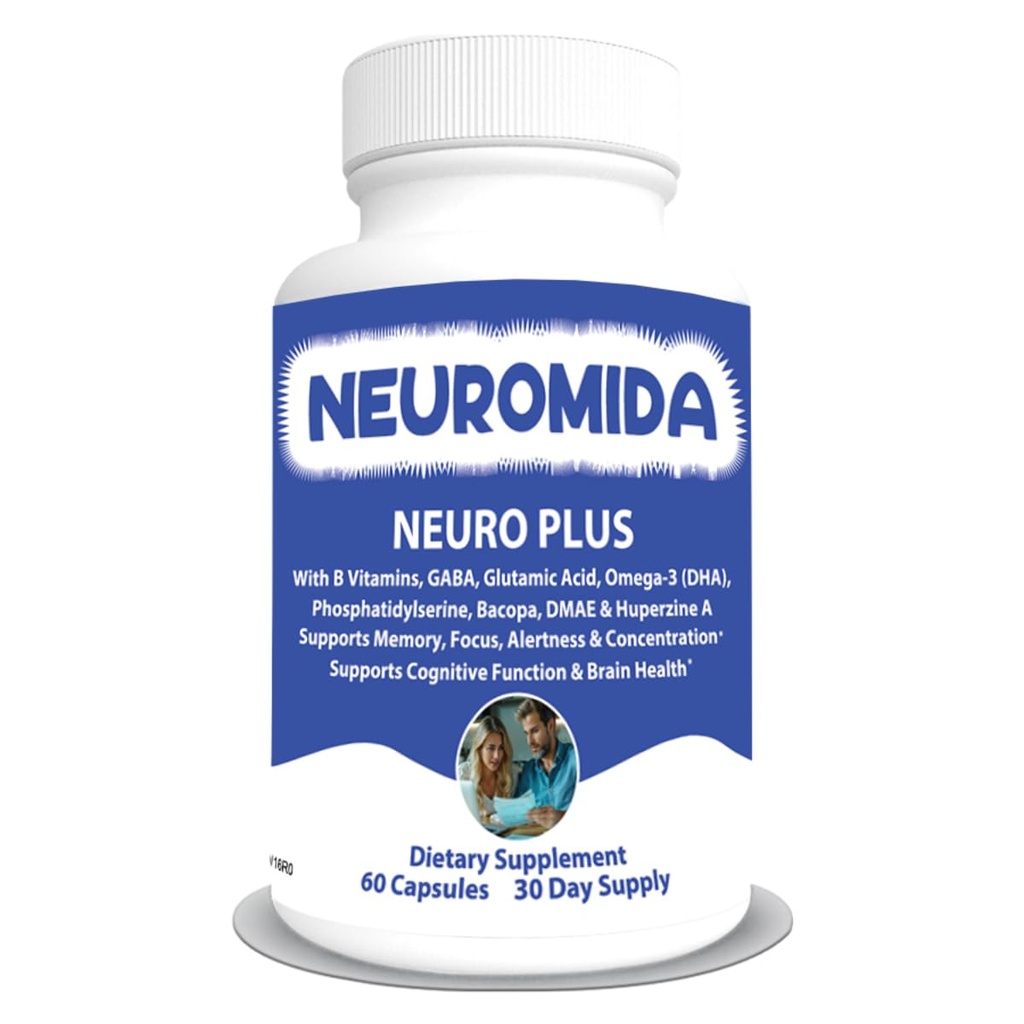 Neuro Plus - with Phosphatidylserine, B Vitamins, Omega-3, Magnesium - Supports Cognitive Function & Brain Health - Helps with Memory, Focus, Alertness & Concentration - 60 Capsules