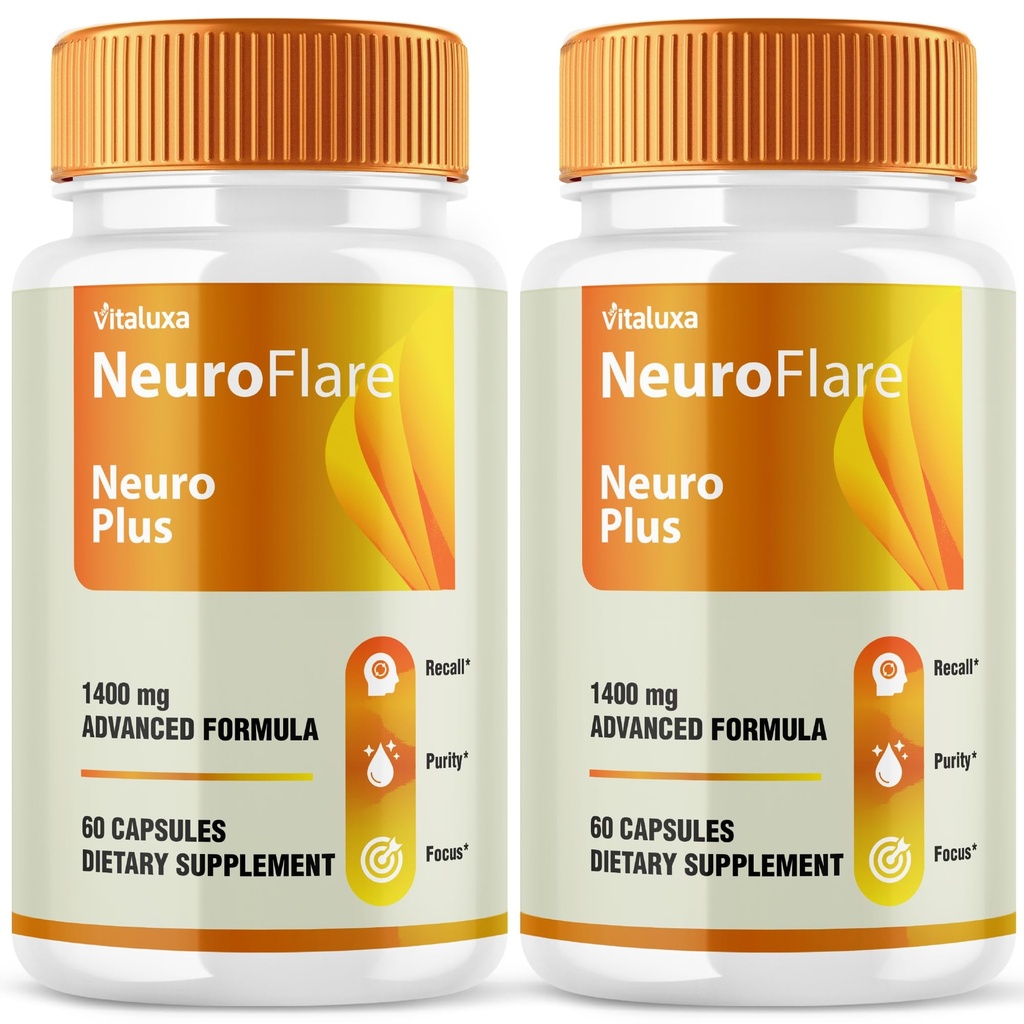(2 Pack) Neuro Plus Brain Formula Capsules, Neuro Flare NeuroPlus Supplement Better Focus, Memory Health, Stress, Calm, Relax, Sleep, Advanced Extra Strength Nootropic Cognitive Performance (120 ct)