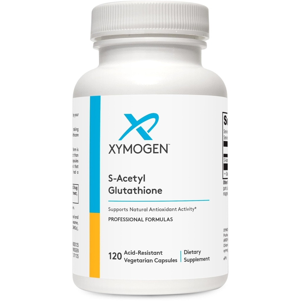XYMOGEN S-Acetyl Glutathione - Acetylated Glutathione Supplement - Antioxidant & Cellular Support - Stomach Acid-Resistant Capsules - Non-GMO & gluten-free - 120 Capsules