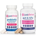 Just Thrive Gut Health Bundle – Probiotic & Antioxidant Supplement (30 Caps) + Gut 4-tify Intestinal Lining Support (90 Caps) – Spore-Based, Digestive & Immune Support for Women & Men