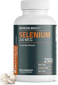 Bronson 硒 200 mcg Immune和抗氧化剂支持基本矿物,250 蔬菜片