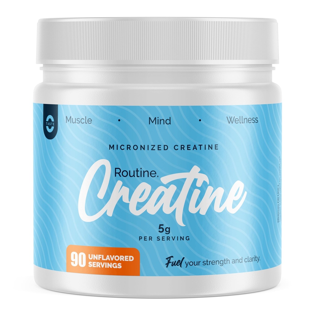 ROUTINE Creatine – 3rd-Party Tested Micronized Creatine Monohydrate Powder, Unflavored, Strength & Muscle Support, Workout Recovery & Energy, 90 Serving Tub
