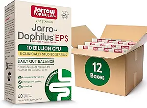 Jarrow Formules Jarro-Dophilus EPS Probiotics 10亿 CPU, 肠道切除支持的饮食补充, 男女Gut健康补充, 60 Vegie Capsules, 30日供应(12包)