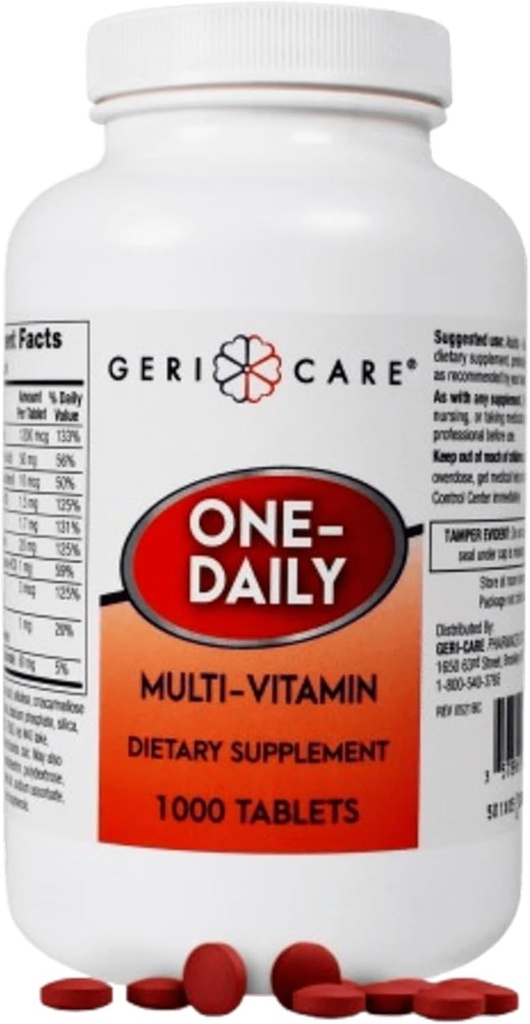 GeriCare Multivitamin Supplement Tablets, (Bottle of 1000)