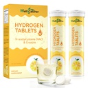 Hydrogen Water Tablets for Drinking Water: 12.4 PPM Molecular Hydrogen H2 Tablet for Drinking Water with Magnesium NAC & Creatine for Energy Focus Recovery, Lemon Flavor Vegan Sugar Free 30CT