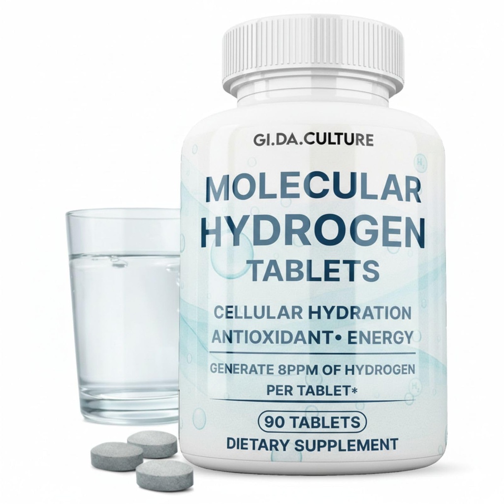 Molecular Hydrogen Water Tablets (8 ppm) | Magnesium, Malic & L-Tartaric Acid | Hydration & Antioxidant Supplement | Energy Support (90 Count (Pack of 1))