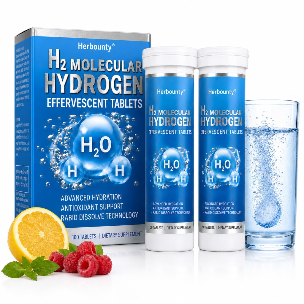 H2 Molecular Hydrogen Tablets, 100 Count Hydrogen Water Tablets with Magnesium Supplement, Rapid Dissolve for Advanced Antioxidant Support Daily Cellular Energy, Lemon-Lime & Mixed Berry Flavors