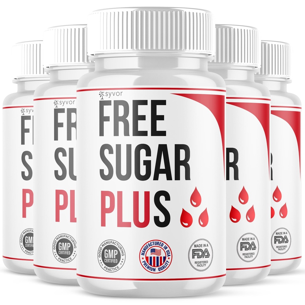 (5 Pack) Free Sugar Plus Capsules, Official FreeSugarPlus Blood Health Pills With All Natural Ingredients, Free Sugar Plus Optimal Wellness Support with Premium Vitamins for Women & Men (300 Capsules)