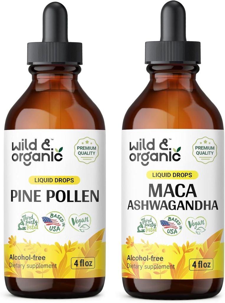 野生和有机松 Pollen 叮当 4 fl oz & Maca Ashwagandha 叮当 4 fl oz