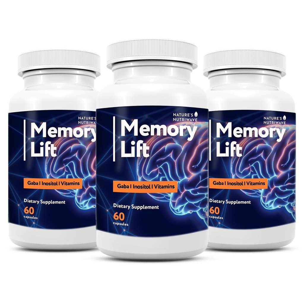 Memory Lift Capsules – Natural Daily Supplement with Vitamins A, C, D, E, B-Complex, Biotin & Choline – Made in USA, GMP-Certified, Non-GMO, Vegetarian – 60 Capsules, 3 Month Supply