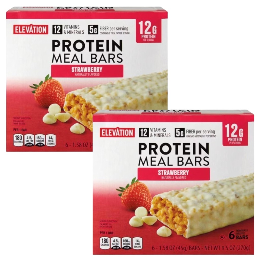 2-PACK Irresistible Delicious Strawberry Protein Meal Bars! Soft & Chewy, Yogurt-Covered, 12g Protein! Fuel Your Day with This 12-Pack of Pure Bliss!